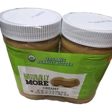 2 Pack Naturally More Organic Peanut Butter Creamy 28 oz Jars Total 56 oz USDA