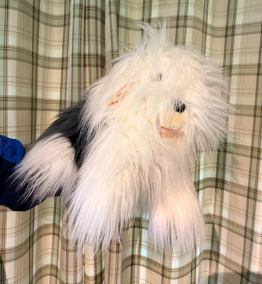 Vintage Peeko großes 18 Zoll altes englisches Schaf Hund Hand-/Handschuhpuppe Plüschtier