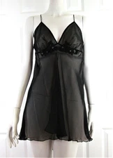Vintage Fantasies by Morgan Taylor Size M Black Polyester Babydoll Nightie