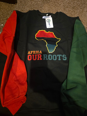African Roots Sweatshirts Embroidered Sizes Adult Small- Adult 5XL
