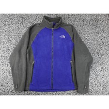 The North Face Fleece Jacket Mens Medium Blue Grey Full Zip Mock Neck Logo 11720
