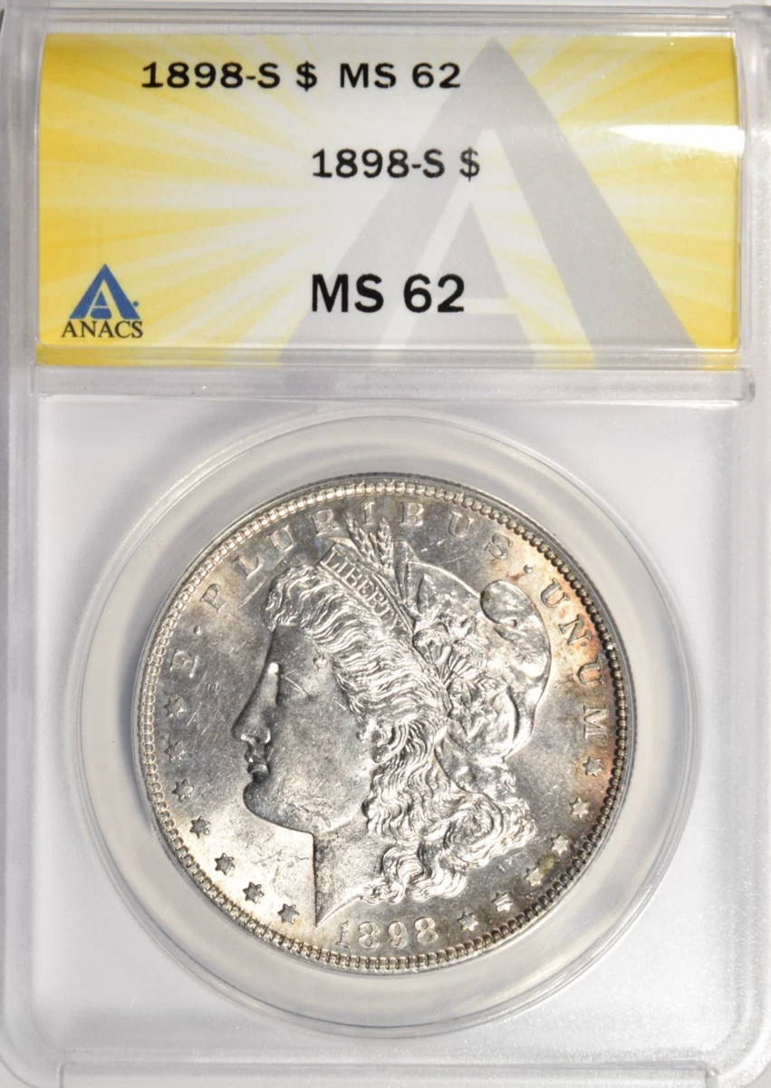 Silver MS 62 Graded 1898 Year Morgan US Dollars (1878-1921) for