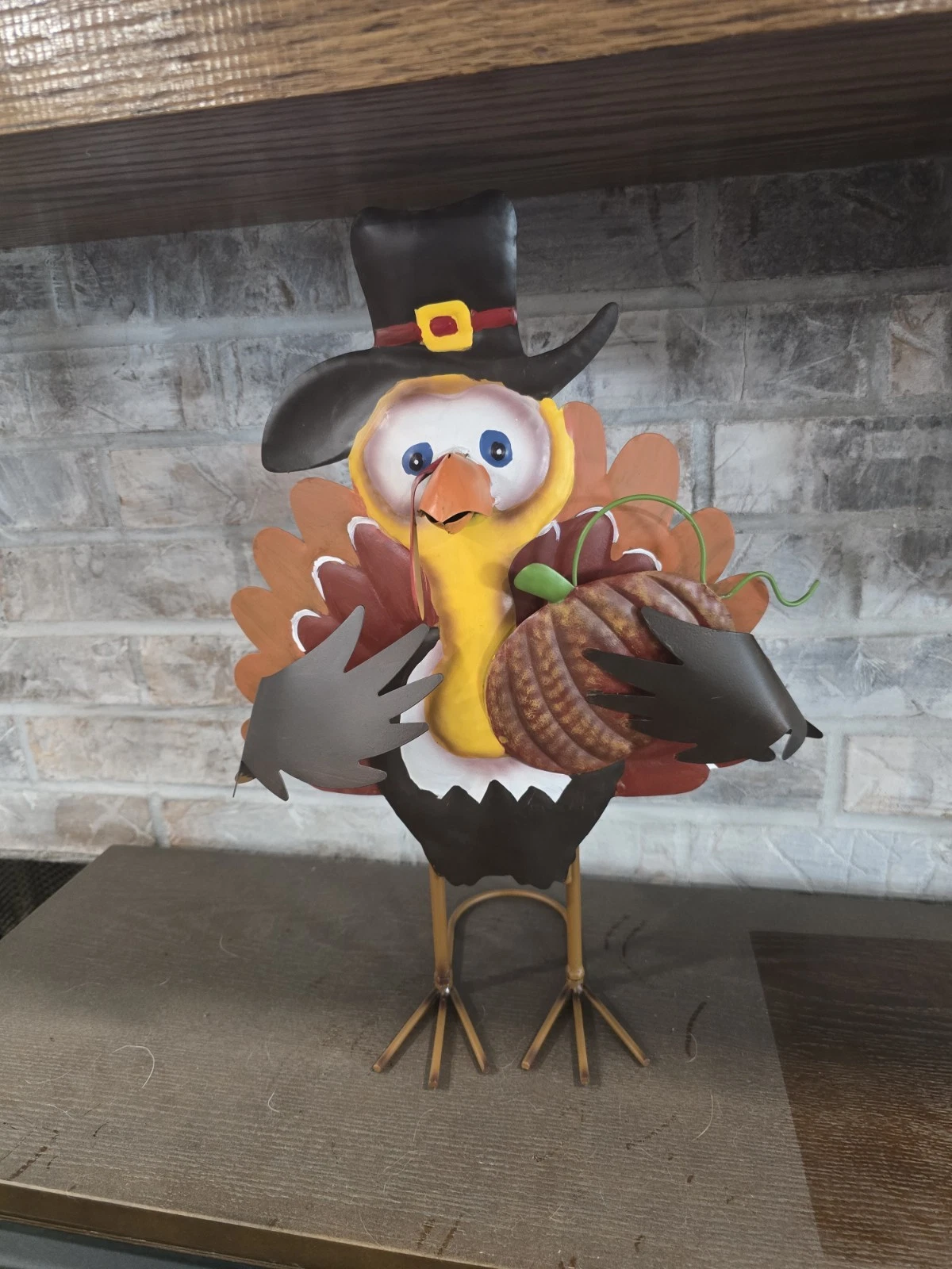 Fall Thanksgiving Turkey Decor Centerpiece Tall Metal 17" Tall