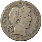 1894-S Liberty Barber Silver Half Dollar 50c New Orleans Good G/VG+