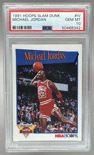 50468342 Michael Jordan 1991 Hoops #IV Slam Dunk PSA 10