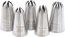 5 Pack Extra Large Piping Nozzles, 1B 1C 1E 1M 2D# Seamless Stainless Steel Pip