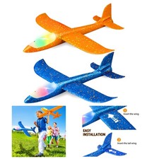 Colorful 2 Pack Flying Foam Gliders - Safe 17.5 Inch Airplane Toys for Kids