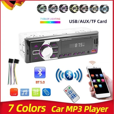 Single 1DIN Autoradio Bluetooth RDS AM FM 2x USB Freisprecheinrichtung SD AUX IN - Bild 1 von 4