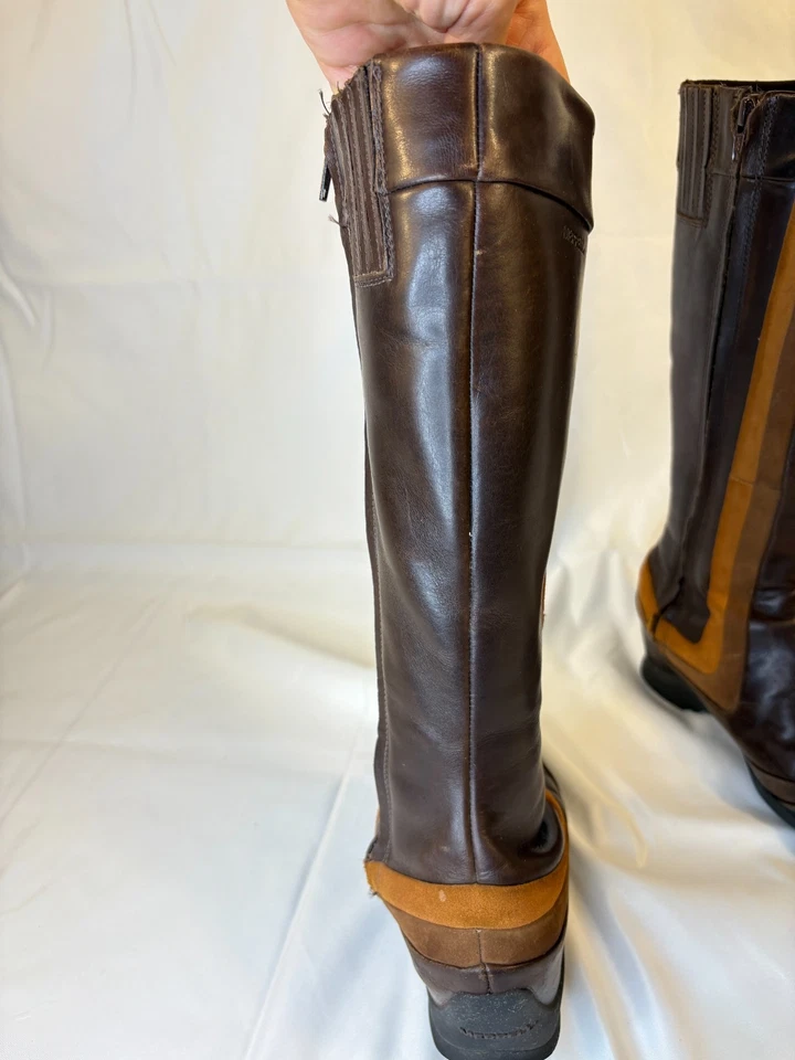 Merrell Eden Peak Boots Women's 6.5 Brown Tan Leather Wedge Knee High Riding Mod - Image 4 of 4