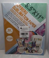 JOYBERG SUBLIMATION Paper 60 Sheets 5760 DPI 8.5"X 11" NEW White/Pink