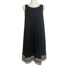 J. Jill Women’s XS Black Crochet Hem shift Sheath dress Soft Modal Blend