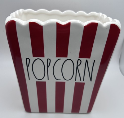 #ad Rae Dunn Popcorn Stripe Ceramic Bucket Bowl Red and White 5.5quot; Brand New $27.99