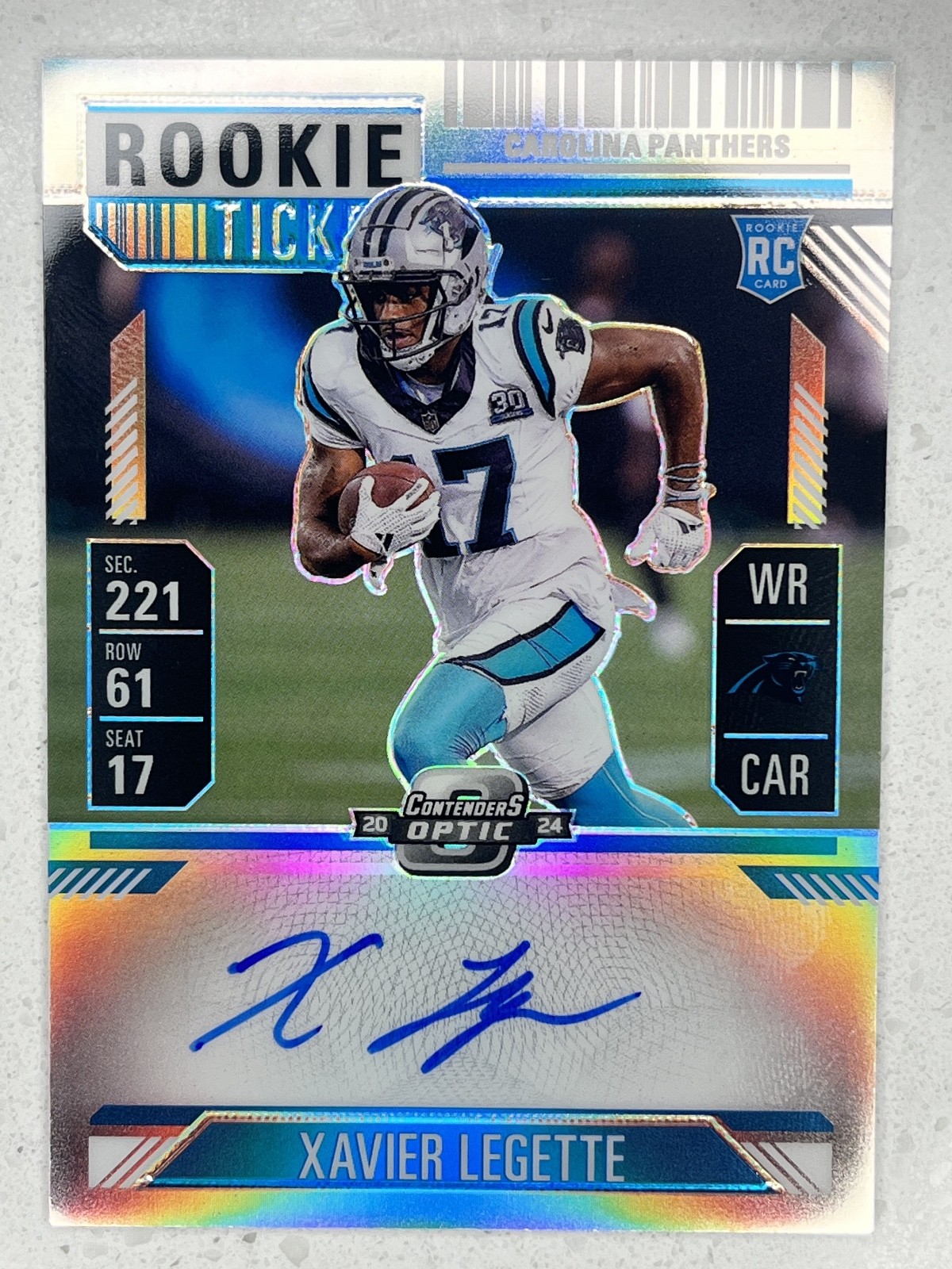 XAVIER LEGETTE 2024 Panini Contenders Optic Rookie Ticket Silver Prizm RC AUTO