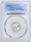 1939-S 10C Mercury Silver Dime UNC Detail Cleaned PCGS 81065383