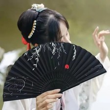 Folding Fan Hand Held Silk Bamboo Fan  Style Wedding Party Dance Fans