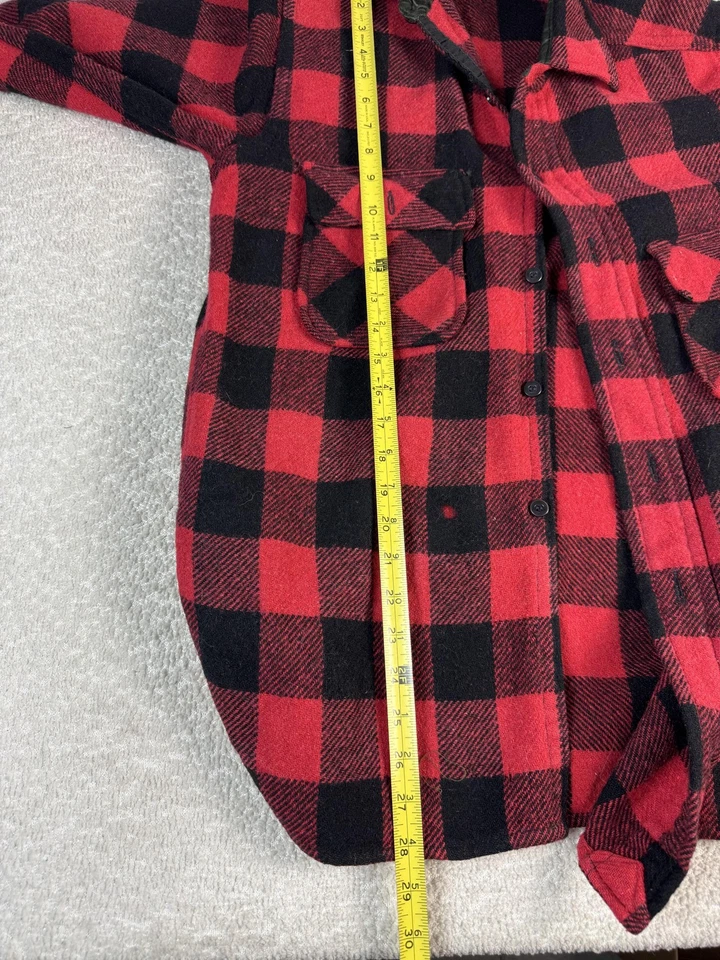 Vintage Towncraft Penneys Jacket Mens Medium Red Black Wool Buffalo Plaid 60s - Image 4 of 4