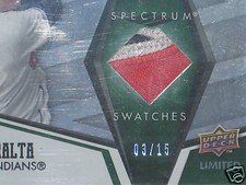 Jhonny Peralta 3 Color Jersey Card   # 3 / 15   Cleveland Indians 2008 Upperdeck