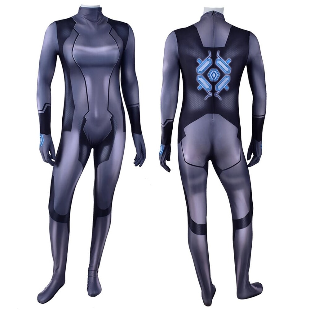 Metroid Samus Aran Zero Black Suit Cosplay Bodysuit Adult
