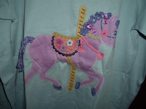 T17 NWT Girls Size 6 yr Lemon Loves Lime Carousel Pony Tunic LS Top EMBELLISHED - Picture 2 of 3