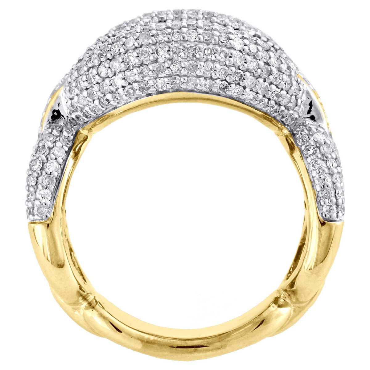 10K Yellow Gold Puff Gucci Link Diamond Pinky Ring 14mm Statement