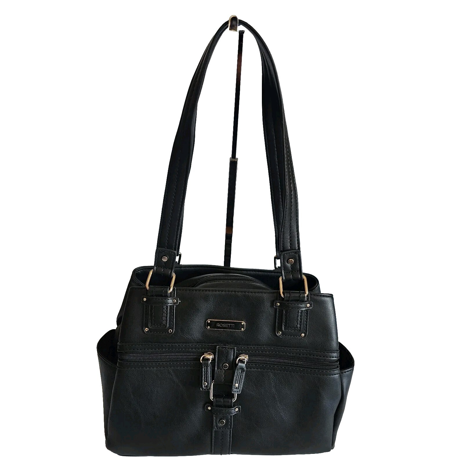 Rosetti Midtown Satchel Handbag Pocketbook Purse Black Vegan Leather 9