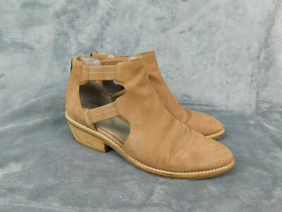 Eileen Fisher Shoes Womens 8 Tan Leather Vanda Nubuck Cut Out Ankle Bootie Boot