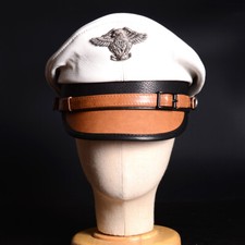 Men's Women's Real Leather Retro Military Service Cap Motorcycle Army Caps/Hats