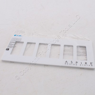 Cooper Aspire White Satin (Pale Gray) Screwless Rocker 6-Gang Wallplate 9526WS