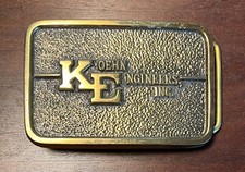 Koehn Engineers Inc. Houston TX VTG Solid Brass Belt Buckle