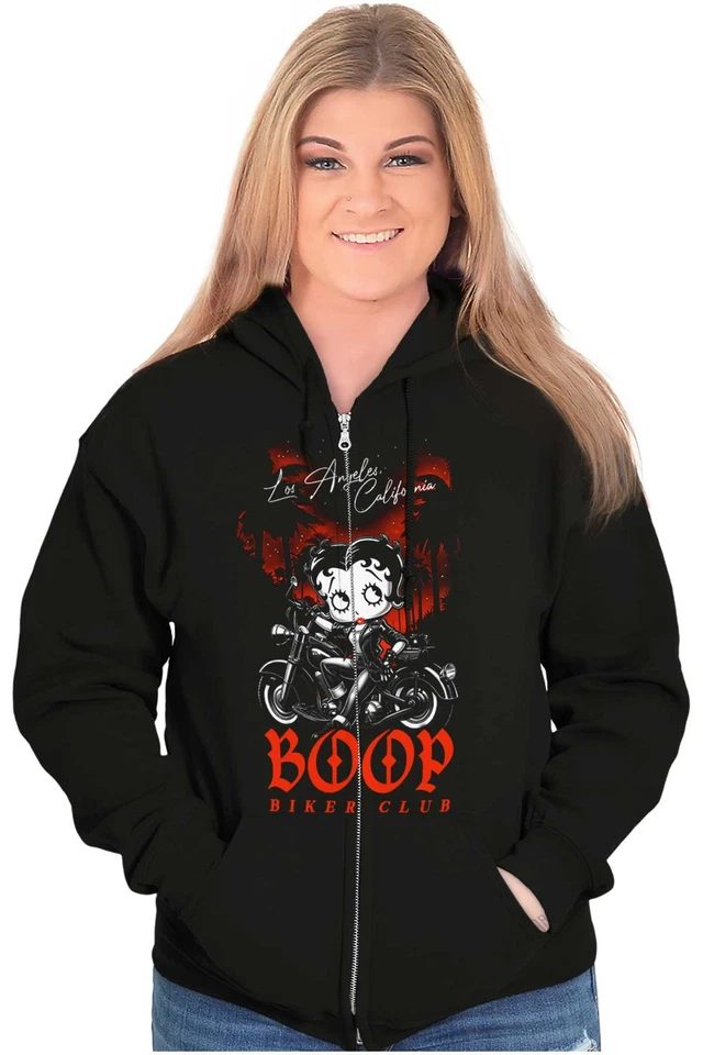 Betty Boop Retro Cartoon Cali LA Biker Club Womens Graphic Crewneck T Shirt Tee - Image 3 of 4