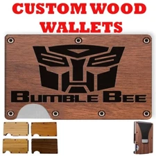 BUMBLE BEE AUTOBOTS - Slim Minimalist Wallet - Laser Engraved Wood Wallet