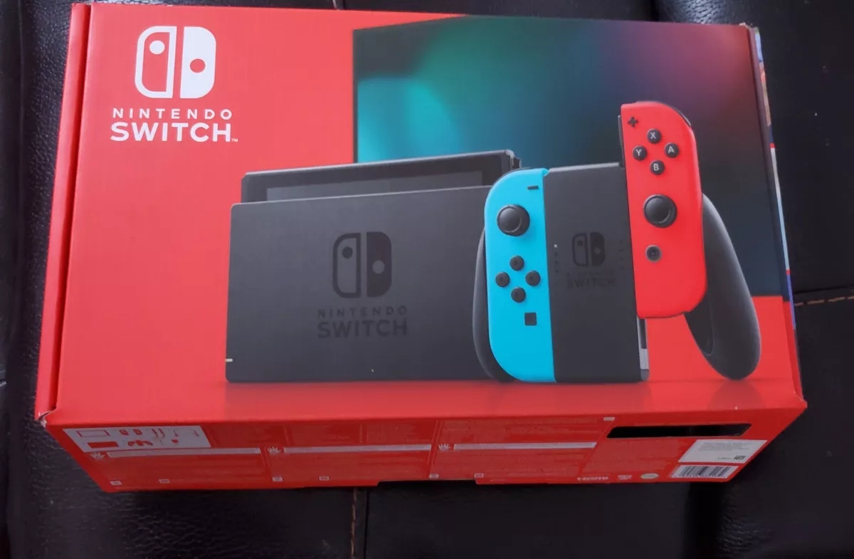 Nintendo Switch with Neon Blue and Neon Red Joy-Con