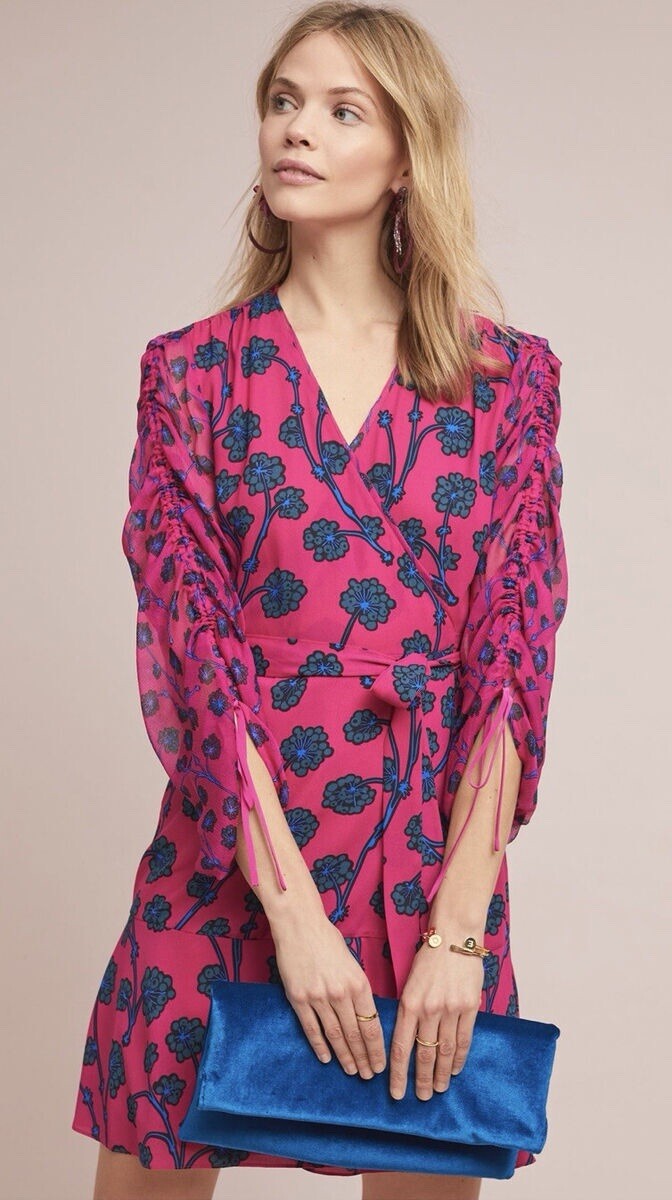 open lace back dress 1970s Pink & Orange DVF Silk Wrap Dress – Shrimpton Couture main image 0