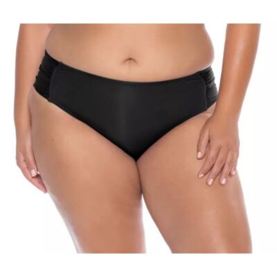 BECCA ETC Black Color Code Shirred Side Tab Hipsters Plus Size 1X