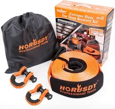 Nylon Heavy Duty Tow Strap Recovery Strap With Hooks 3 X 30ft - 32000 Lbs Brea