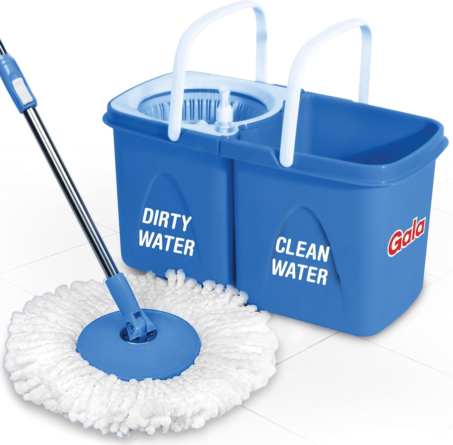 180-Degree Spinning Floor Cleaning Mop Set with Twin Bucket, Wringer & 2 Microfi