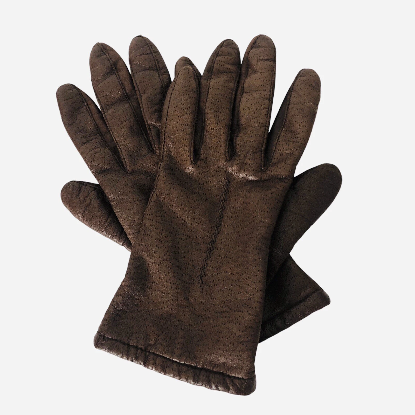Vintage Fownes Womens Soft Leather Driving Gloves Size 8 Dark Brown Lined
