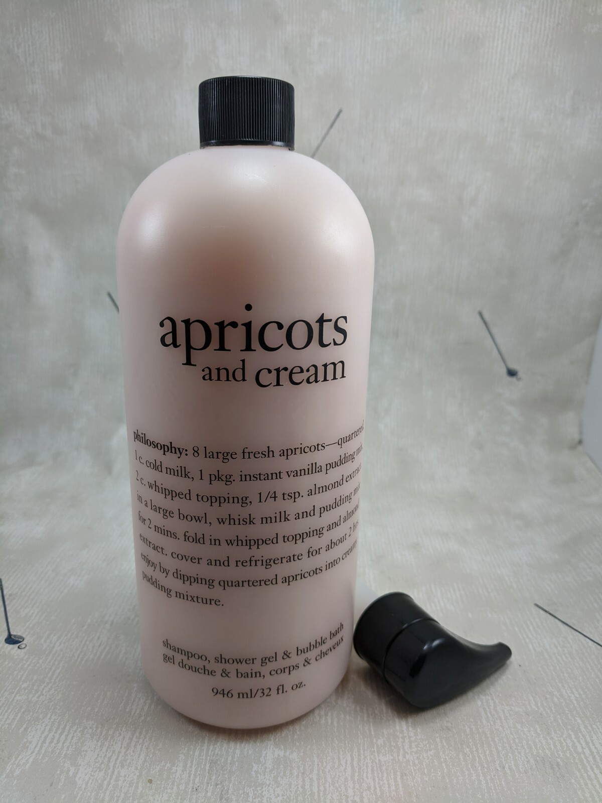NEW + PUMP PHILOSOPHY APRICOTS AND CREAM SHAMPOO BATH SHOWER GEL 32 OZ