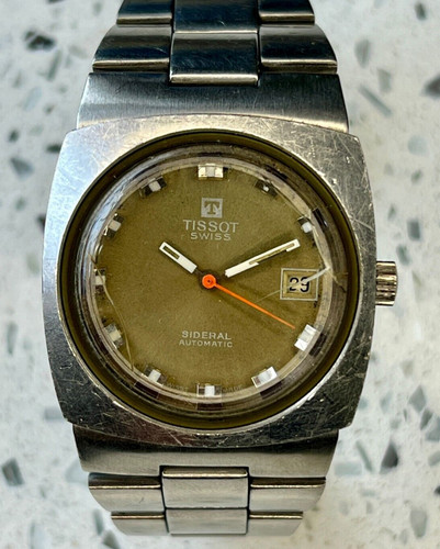 Tissot Sideral Fiberglass Sphere Automatic Green Dial Men's Watch Vintage