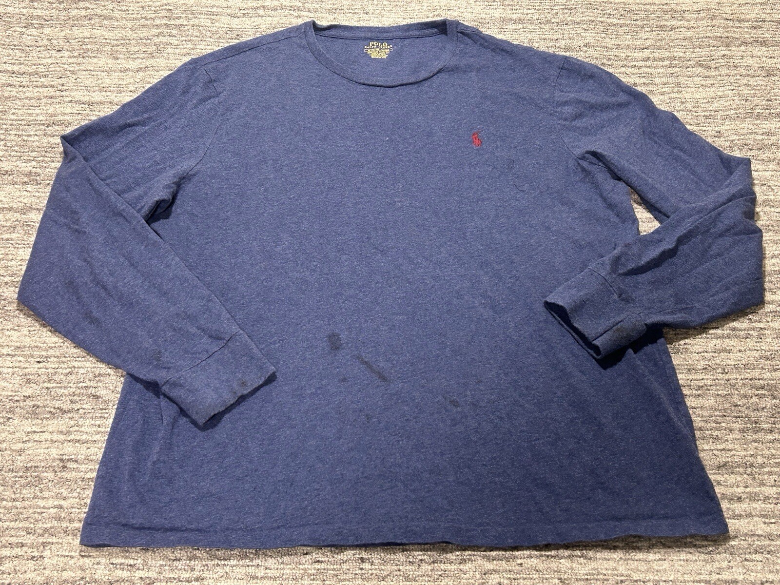 Polo Ralph Lauren T Shirt Adulto Extra Large Blu Navy Pony Manica Lunga Uomo