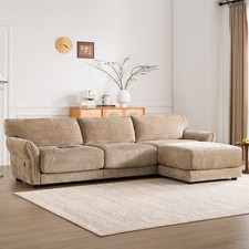 Modular Sectional Sofa L-Shape with Extra-Cushion USB and Type-C Charger 4 Seat