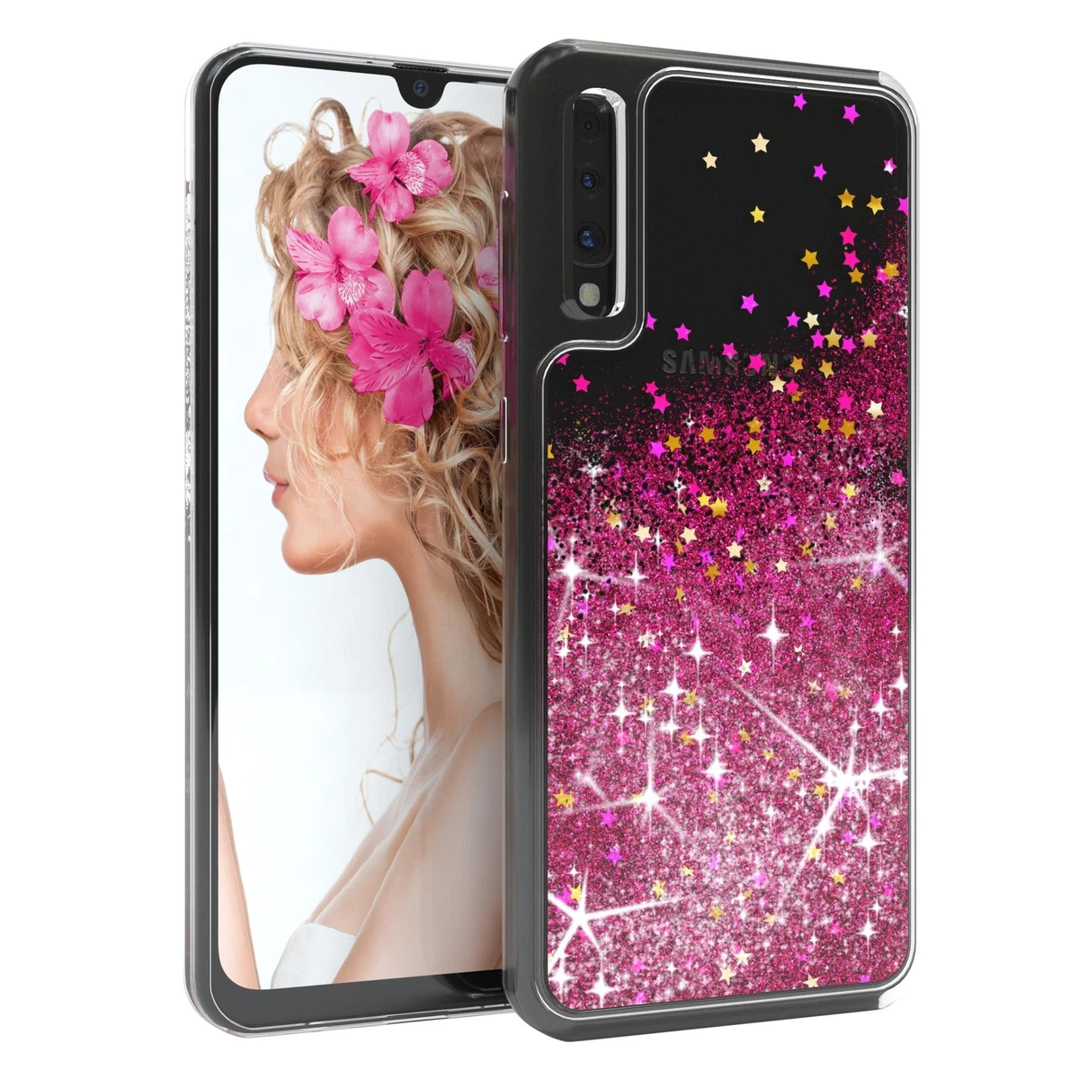 For Samsung Galaxy A50 A50s A30s Glitter cover Liquid Silicone
