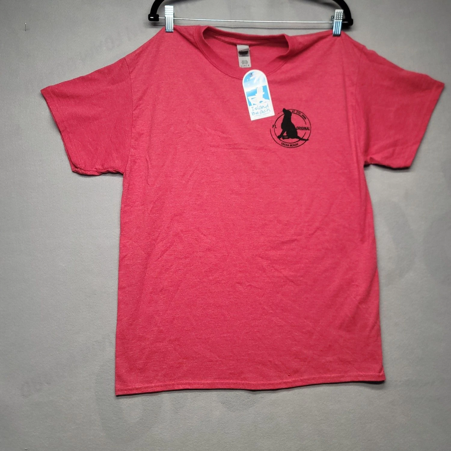 Gildan Mens Pink Short Sleeve Crew Neck Casual Pullover T Shirt Size Large