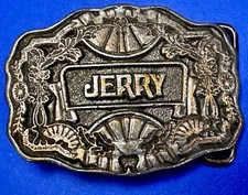 Vintage Name JERRY - Oden Belt Buckle Western Ornate Floral Design, Cowboy Rodeo