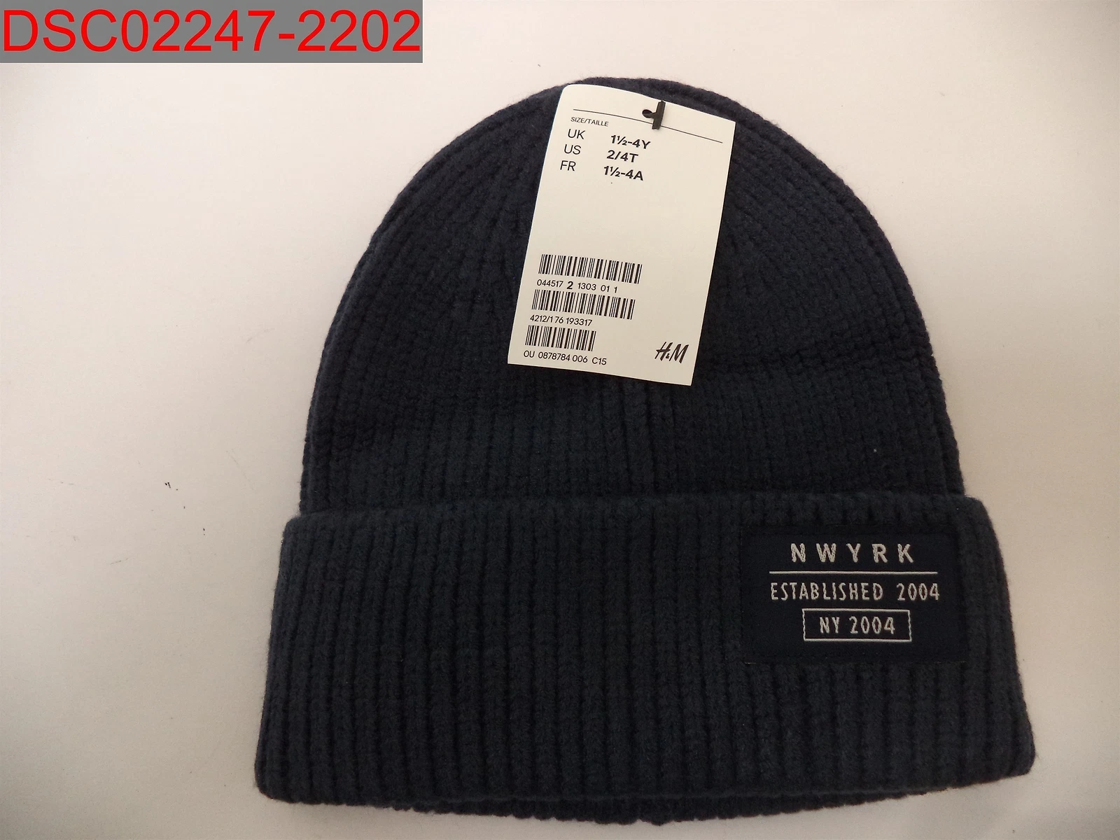 H&M Toddler Navy NWYRK Established 2004 NY 2004 Beanie, Size 2-4T 0878784006013