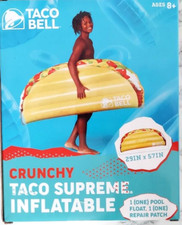 New Taco Bell Inflatable Crunchy Taco Supreme Pool Lounge Pool Float 29" X 57"