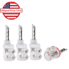 4pcs Rhodium Plated Screw Lock BFA Banana Connector Plug for HiFi Speaker Cable