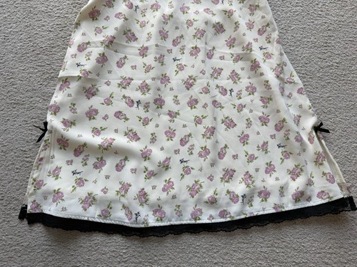 Abito donna Betsey Johnson Forever 21 pizzo orlo ritaglio slip raso panna floreale M - Foto 13 di 21