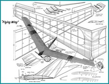 Model Airplane Plans FF/RC : Flying Wing 56" Wingspan for 1/2A Air Trails '51 