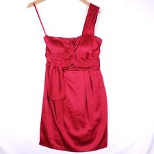 Tahari Arthur S Levine One Shoulder Satin Cocktail Dress Red Size 4 Formal Party